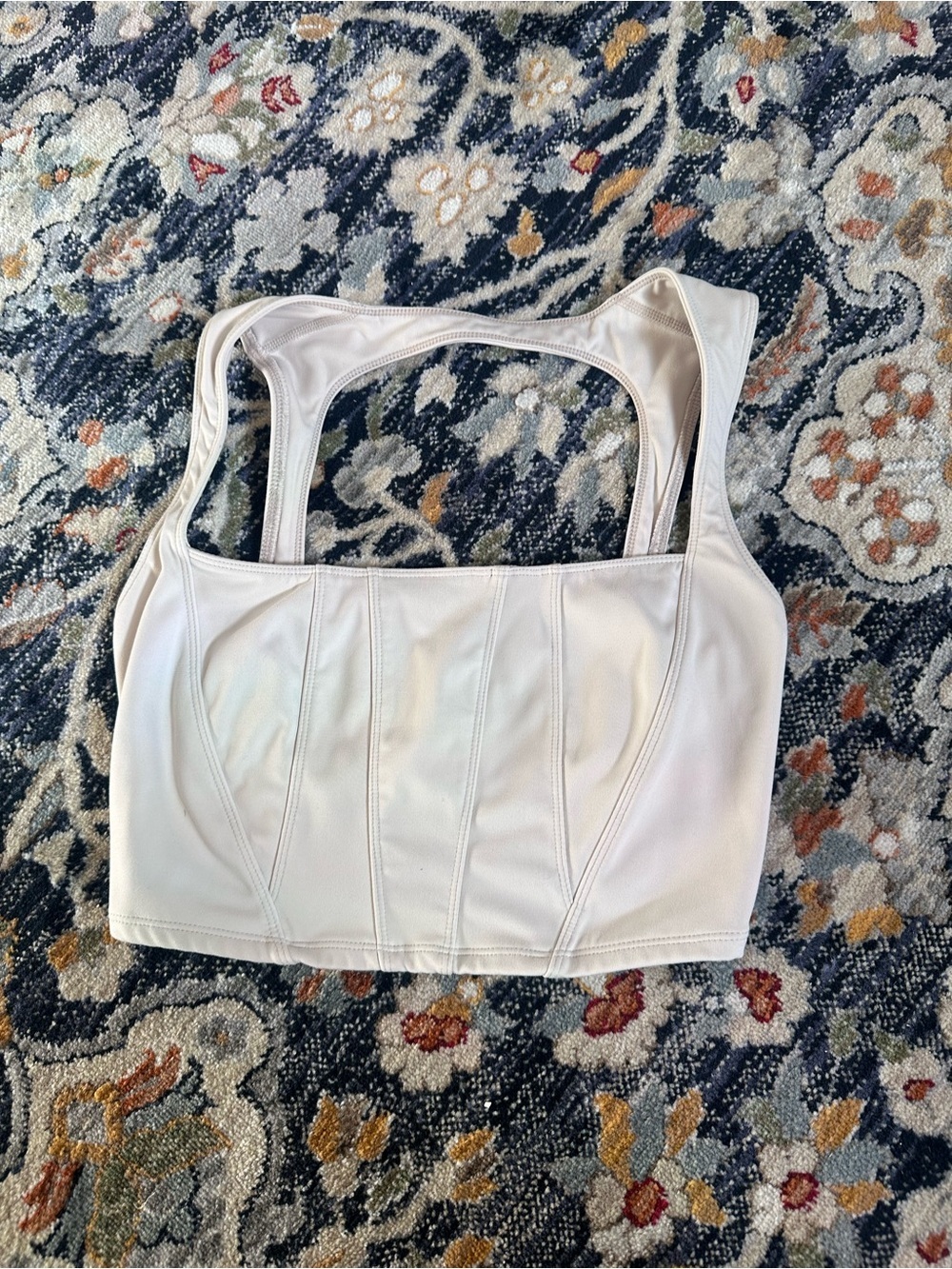 FP Movement by Free People Cream Corset Style Crop Active Tank